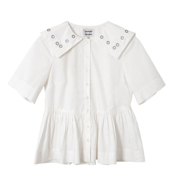 Damson Madder Cyrus Eyelet Blouse White