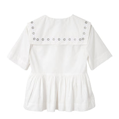 Damson Madder Cyrus Eyelet Blouse White - Parasol Store