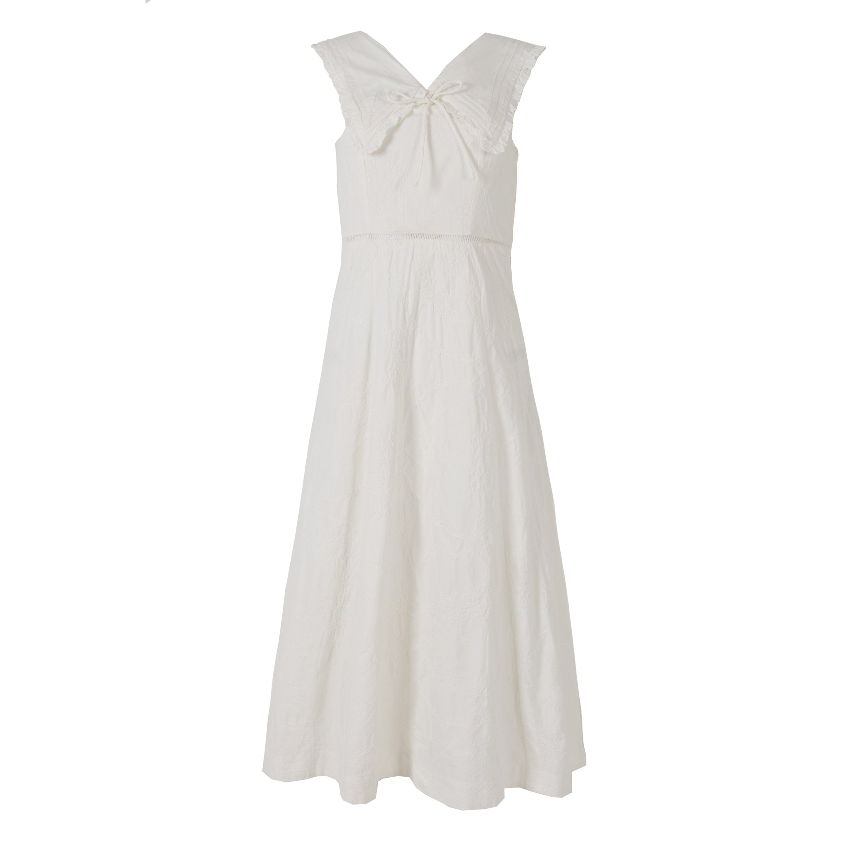 Damson Madder Fan Fan Midi Dress Patchwork Broderie
