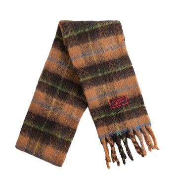 Damson Madder Fluffy Scarf Tan Check