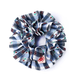 Damson Madder Garter Scrunchie Navy Margot Gingham - Parasol Store