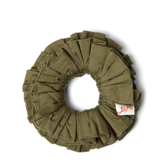 Damson Madder Garter Scrunchie Olive Jacquard Satin - Parasol Store