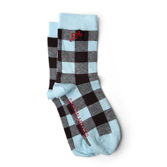 Damson Madder Gingham Socks-Pale Blue / Choc Multi