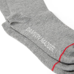 Damson Madder High Knee Socks Grey Marl With Red Stripe - Parasol Store