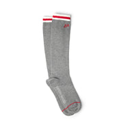 Damson Madder High Knee Socks Grey Marl With Red Stripe