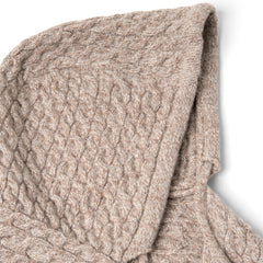 Damson Madder Hooded Pom Pom Scarf Oatmeal Marl