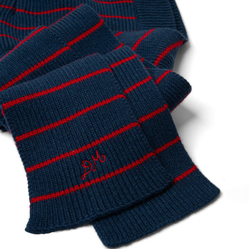 Damson Madder Hooded Scarf Blue Stripe