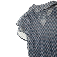 Damson Madder Hudson Sheer Midi Dress Willow Gingham / Blue Grey
