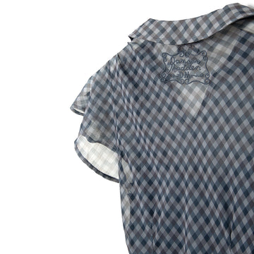 Damson Madder Hudson Sheer Midi Dress Willow Gingham / Blue Grey