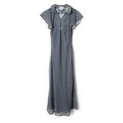 Damson Madder Hudson Sheer Midi Dress Willow Gingham / Blue Grey