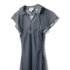 Damson Madder Hudson Sheer Midi Dress Willow Gingham / Blue Grey