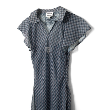 Damson Madder Hudson Sheer Midi Dress Willow Gingham / Blue Grey