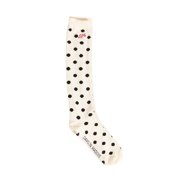 Damson Madder Knee High Polka Dot Socks Cream / Black - Parasol Store