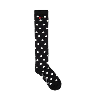 Damson Madder Knee High Polka Dot Socks Cream / Black - Parasol Store