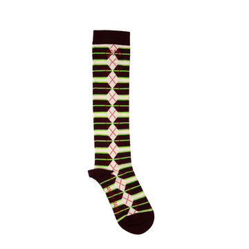 Damson Madder Knee High Socks Burg Argyle Stripe