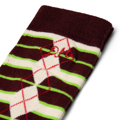 Damson Madder Knee High Socks Burg Argyle Stripe - Parasol Store