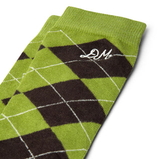 Damson Madder Knee Length Argyle Socks Olive / Burg