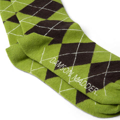 Damson Madder Knee Length Argyle Socks Olive / Burg - Parasol Store