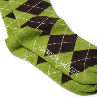 Damson Madder Knee Length Argyle Socks Olive / Burg