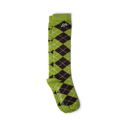 Damson Madder Knee Length Argyle Socks Olive / Burg - Parasol Store
