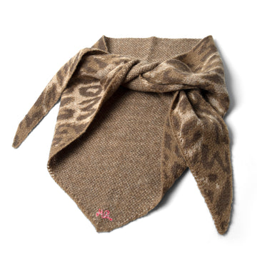 Damson Madder Knitted Head Scarf Leopard