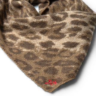 Damson Madder Knitted Head Scarf Leopard