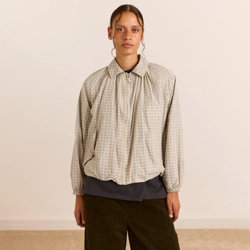 Damson Madder Lailah Lightweight Bomber Jacket Dark Grey / Check Grey
