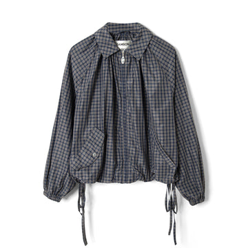 Damson Madder Lailah Lightweight Bomber Jacket Dark Grey / Check Grey