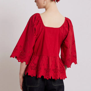 Damson Madder Lana Blouse Red Broderie - - Parasol Store