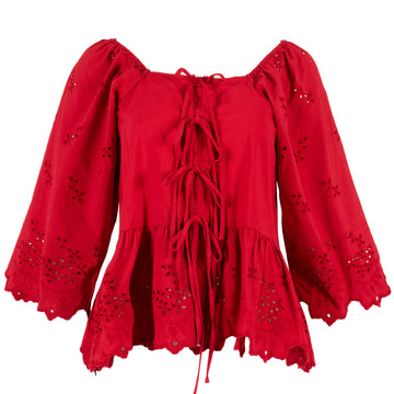 Damson Madder Lana Blouse Red Broderie - - Parasol Store