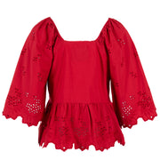 Damson Madder Lana Blouse Red Broderie - - Parasol Store