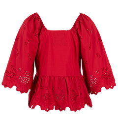 Damson Madder Lana Blouse Red Broderie - - Parasol Store