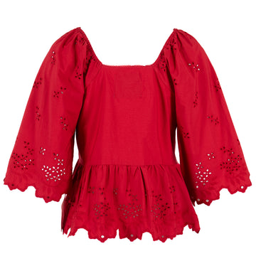 Damson Madder Lana Blouse Red Broderie - - Parasol Store