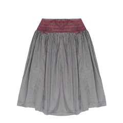 Damson Madder Layla Godet Midi Skirt Black & White Gingham - Parasol Store