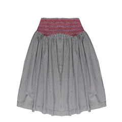 Damson Madder Layla Godet Midi Skirt Black & White Gingham - Parasol Store