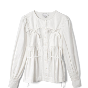 Damson Madder Lettie Bow Detail Blouse White