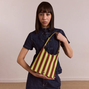 Damson Madder Lorelai Bag Avocado / Chocolate Stripe