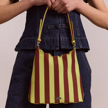Damson Madder Lorelai Bag Avocado / Chocolate Stripe