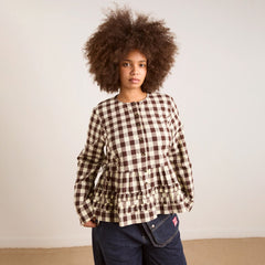 Damson Madder Madison Blouse Butter Gingham - Parasol Store