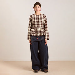 Damson Madder Madison Blouse Butter Gingham - Parasol Store