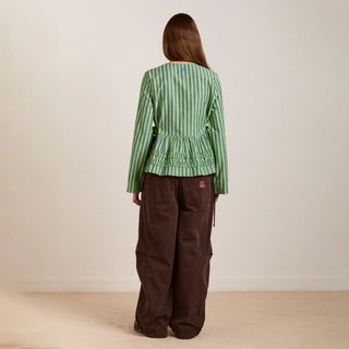 Damson Madder Madison Blouse Navy Pop Green Stripe