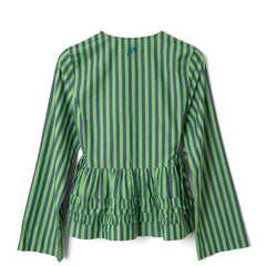 Damson Madder Madison Blouse Navy Pop Green Stripe - Parasol Store
