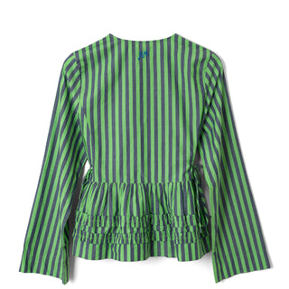 Damson Madder Madison Blouse Navy Pop Green Stripe