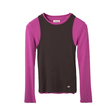 Damson Madder Manon Layered 2 In 1 L/S Top Choc / Magenta Multi