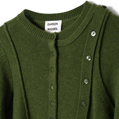 Damson Madder Marla Wool Cashmere Blend Cardigan Green