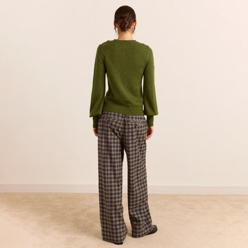 Damson Madder Marla Wool Cashmere Blend Cardigan Green