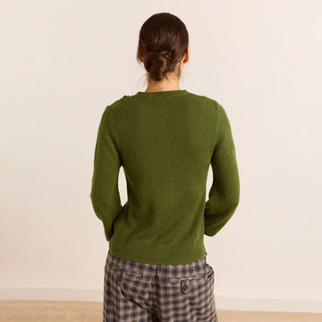 Damson Madder Marla Wool Cashmere Blend Cardigan Green