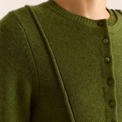 Damson Madder Marla Wool Cashmere Blend Cardigan Green
