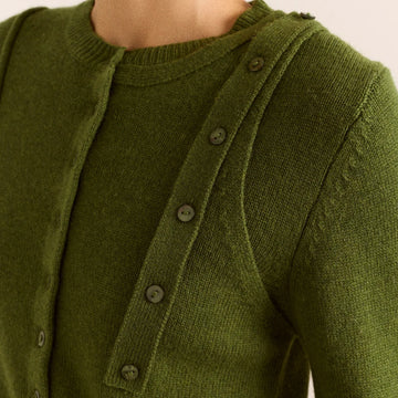 Damson Madder Marla Wool Cashmere Blend Cardigan Green