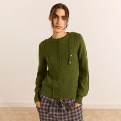 Damson Madder Marla Wool Cashmere Blend Cardigan Green